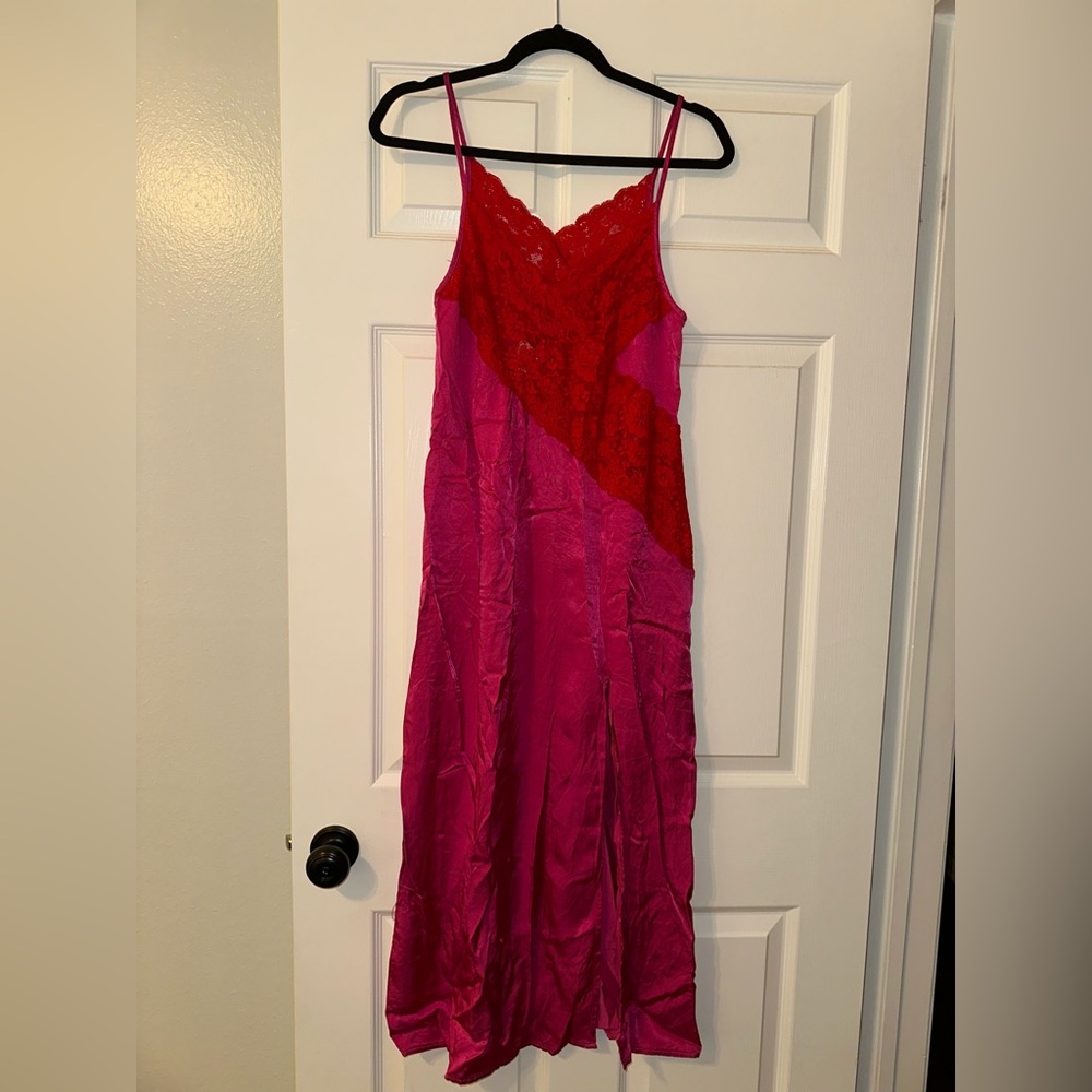 Topshop Pink Maxi with Red Lace